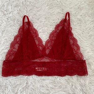 Red lace triangle bralette